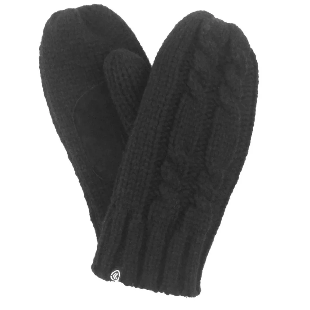 Isotoner Women's Black Chunky Cable Knit Mitten Super Soft Lining One Size NEW - Picture 1 of 7